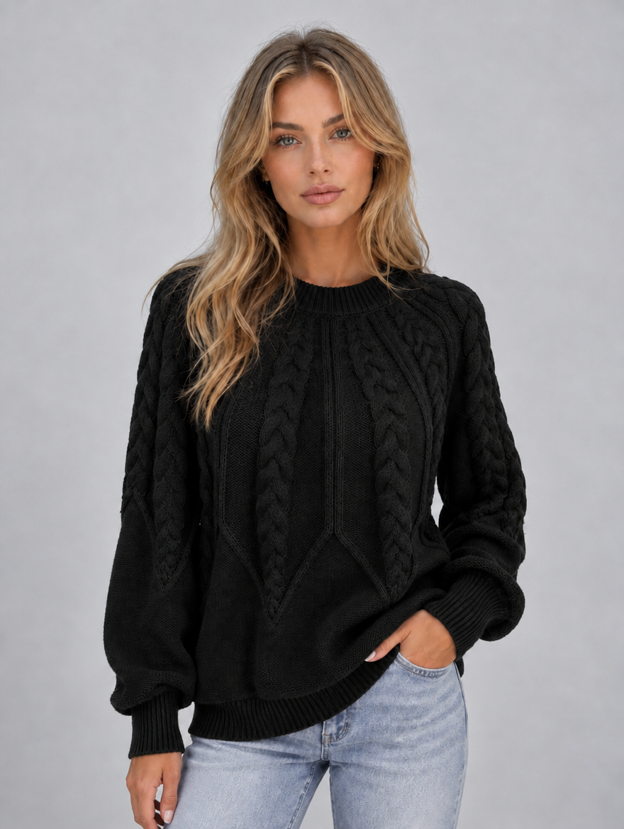Women’s Cable Knit Jumper — Black