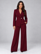 Women’s Tailored Two-Piece Trouser Suit — Burgundy