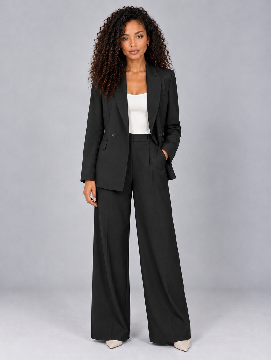 Women’s Tailored Two-Piece Trouser Suit — Black