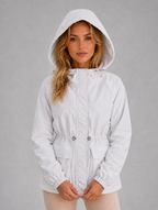 Women’s Hooded Rain Jacket – Water & Wind Resistant — White