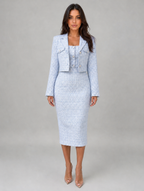 Women's Tweed Blazer & Midi Dress Co-Ord — Light Blue