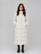 Women’s Hooded Long Puffer Coat — Cream
