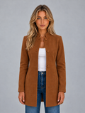 Women’s Tailored Button Front Coat — Brown
