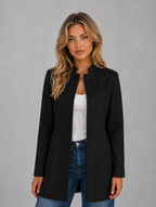 Women’s Tailored Button Front Coat — Black