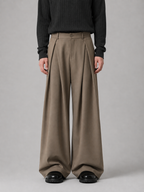 Men’s Wide Leg Trousers – Pleated Tailored Baggy Fit — Khaki