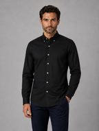 Men’s Long Sleeve Shirt – Button Down Collar Smart Casual Style — Black