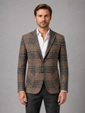 Men’s Tailored Tweed Blazer – Smart Casual Jacket — Khaki