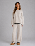 Women’s Knitted Relaxed Co-Ord Set — Beige