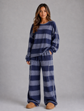 Women’s Oversized Striped Two-Piece Lounge Set — Blue