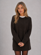 Women’s Knitted Jumper & Mini Skirt Co-Ord Set – Relaxed Two-Piece Outfit — Brown