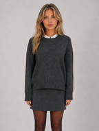 Women’s Knitted Jumper & Mini Skirt Co-Ord Set – Relaxed Two-Piece Outfit — Grey