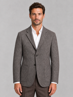 Men’s Textured Blazer – Single Breasted Tailored Jacket with Patch Pockets — Taupe
