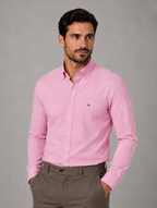 Men’s Long Sleeve Cotton Shirt – Regular Fit Smart Casual Dress Shirt — Pink