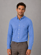 Men’s Long Sleeve Cotton Shirt – Regular Fit Smart Casual Dress Shirt — Light Blue
