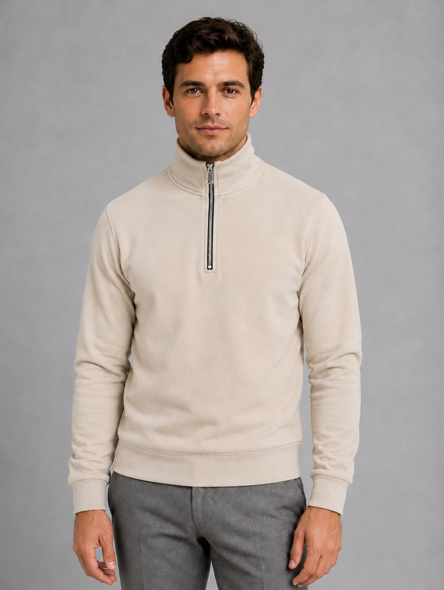 Men’s Half-Zip Sweatshirt — Khaki