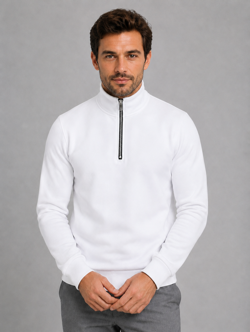 Men’s Half-Zip Sweatshirt — White