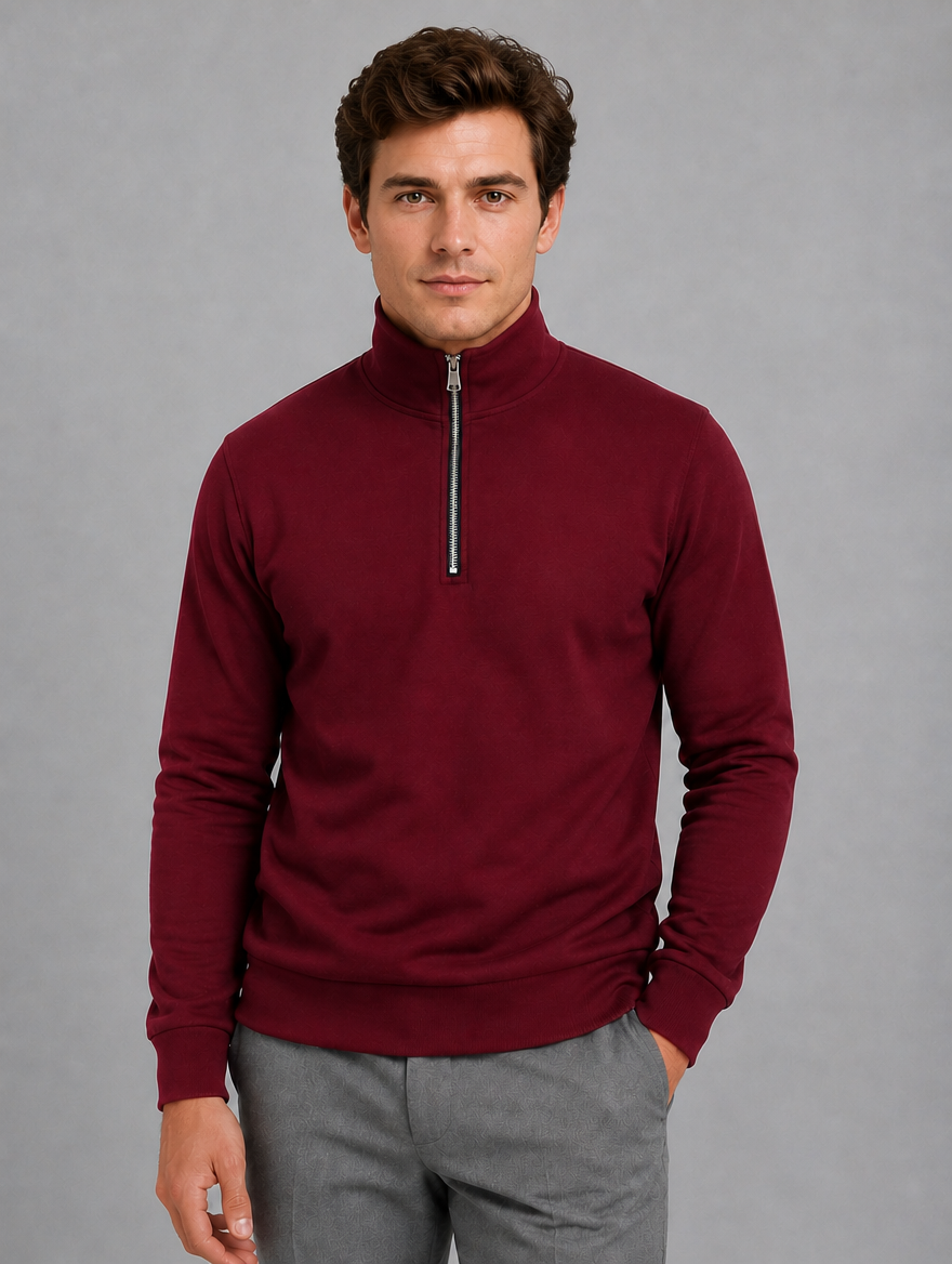 Men’s Half-Zip Sweatshirt — Red
