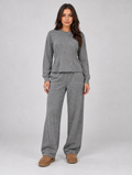 Women’s Soft Lounge Co-Ord Set – Fitted Top & Wide Leg Trousers — Grey