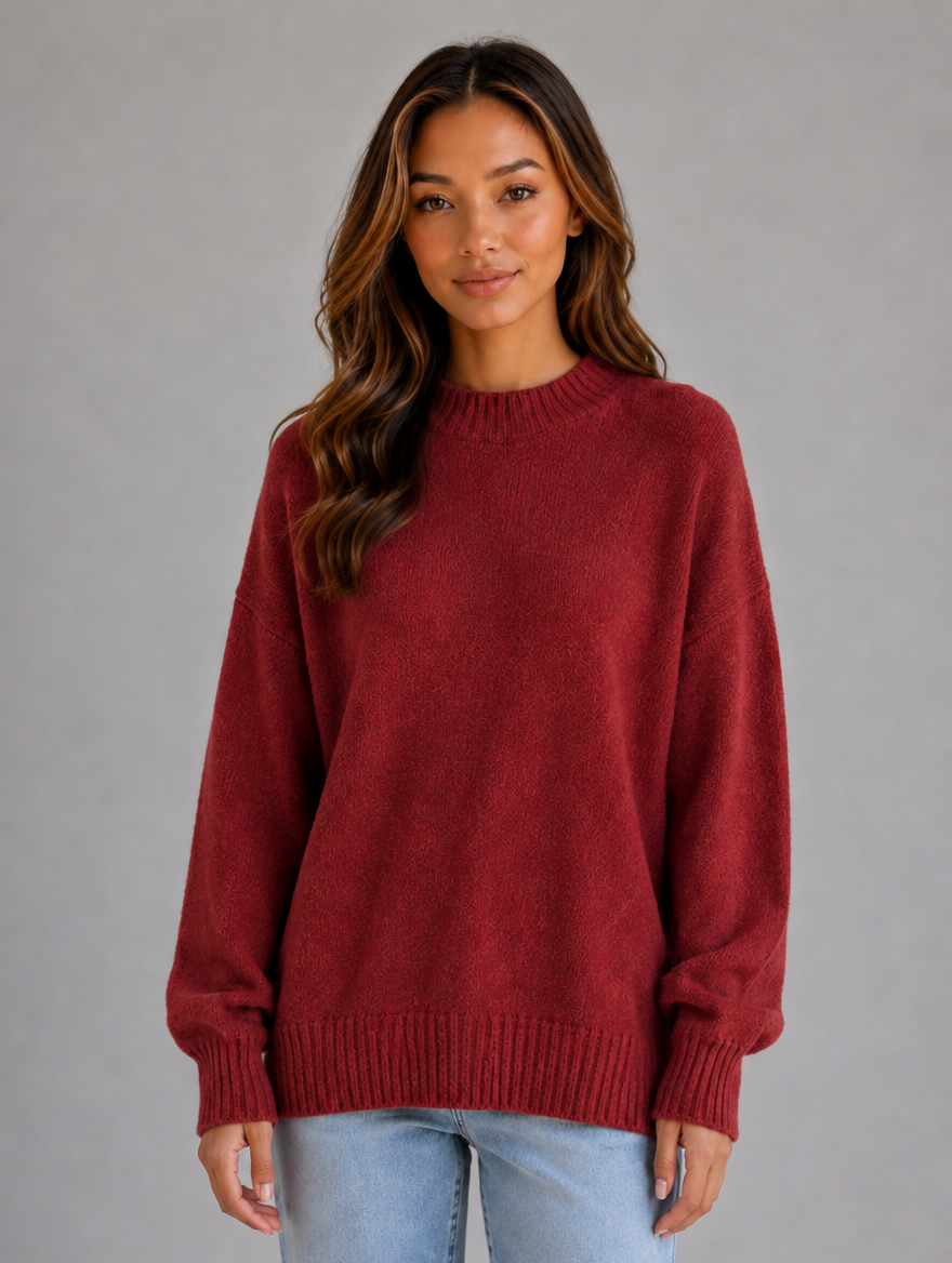 Women’s Oversized Knit Jumper — Red