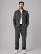 Men’s Two-Piece Overshirt & Trousers Set — Dark Grey