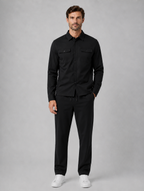 Men’s Two-Piece Overshirt & Trousers Set — Black