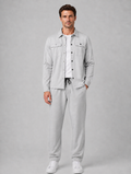 Men’s Two-Piece Overshirt & Trousers Set — Light Grey