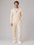 Men’s Two-Piece Quarter-Zip Polo & Trousers Set — Beige
