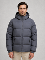 Men's Hooded Puffer Jacket — Dark Grey