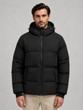 Men's Hooded Puffer Jacket — Black