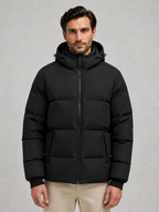 Men's Hooded Puffer Jacket — Black