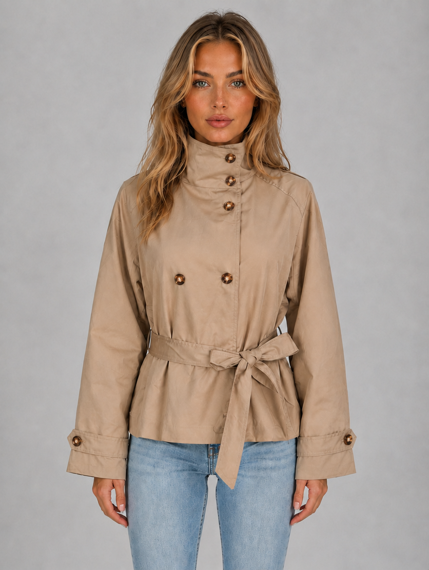 Women's Cropped Trench Jacket — Beige