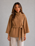 Women's Belted Cape Jacket — Camel