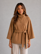 Women's Belted Cape Jacket — Camel