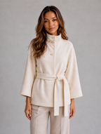 Women's Belted Cape Jacket — White