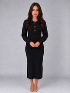 Women's Knitted Jumper Midi Dress — Black