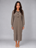 Women's Knitted Jumper Midi Dress — Taupe