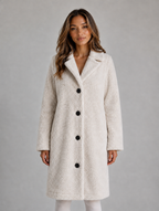 Women's Long Teddy Fleece Coat — White
