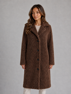 Women's Long Teddy Fleece Coat — Brown