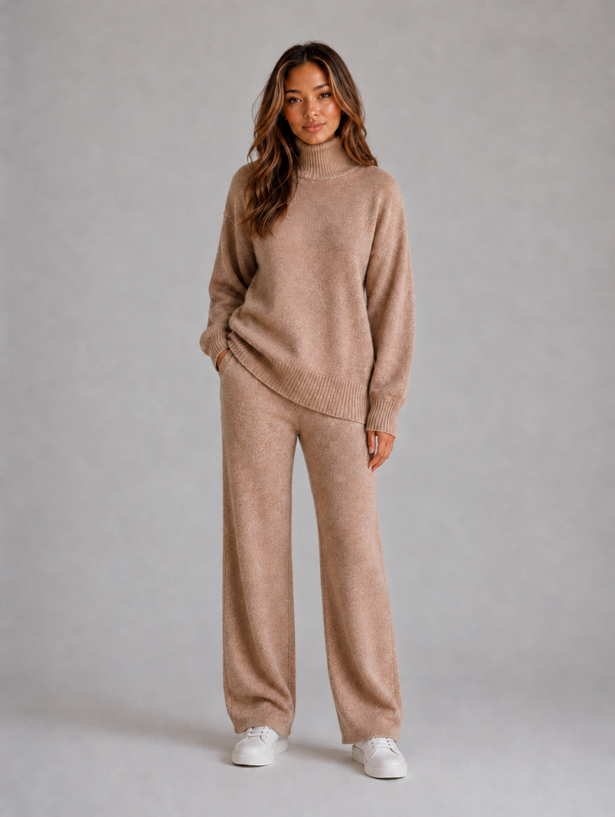 Women's Oversized Knitted Lounge Set — Khaki