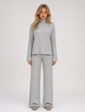 Women's Ribbed Knitted Lounge Set — Grey