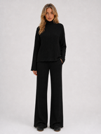 Women's Ribbed Knitted Lounge Set — Black
