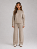 Women's Knitted Lounge Set – Relaxed Fit — Beige