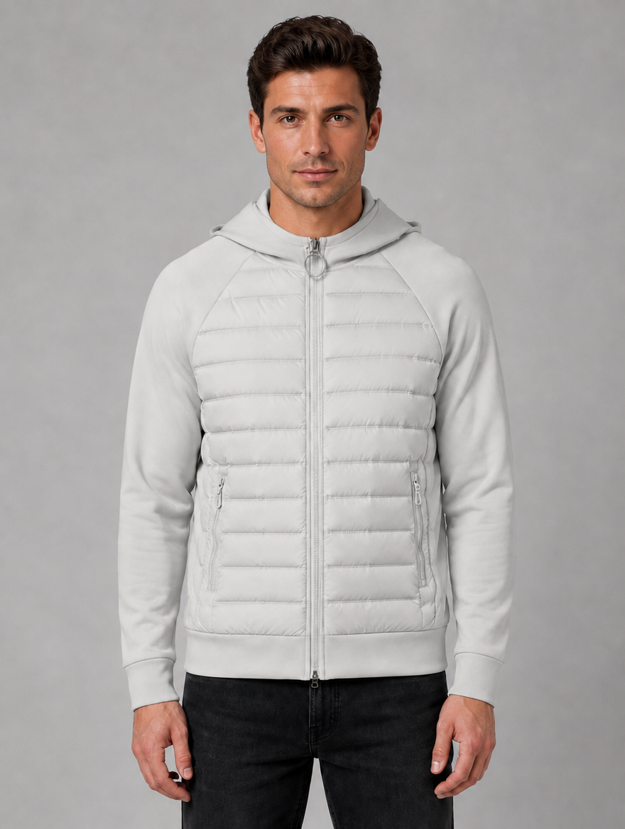 Men's Hooded Quilted Jacket — Grey