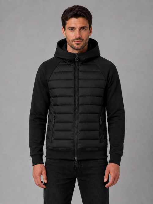 Men's Hooded Quilted Jacket — Black