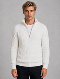 Men's Textured Quarter Zip Jumper — White