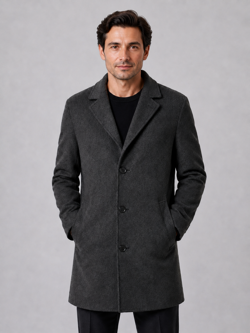 Men's Single Breasted Tailored Overcoat – Smart Casual Style — Grey