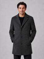 Men's Single Breasted Tailored Overcoat – Smart Casual Style — Grey