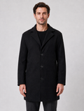 Men's Single Breasted Tailored Overcoat – Smart Casual Style — Black