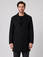 Men's Single Breasted Tailored Overcoat – Smart Casual Style — Black