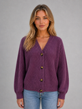 Women's Chunky Knit Cardigan — Purple
